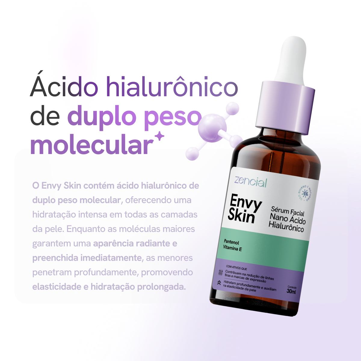 Sérum Facial Nano Ácido Hialurônico Envy Skin.